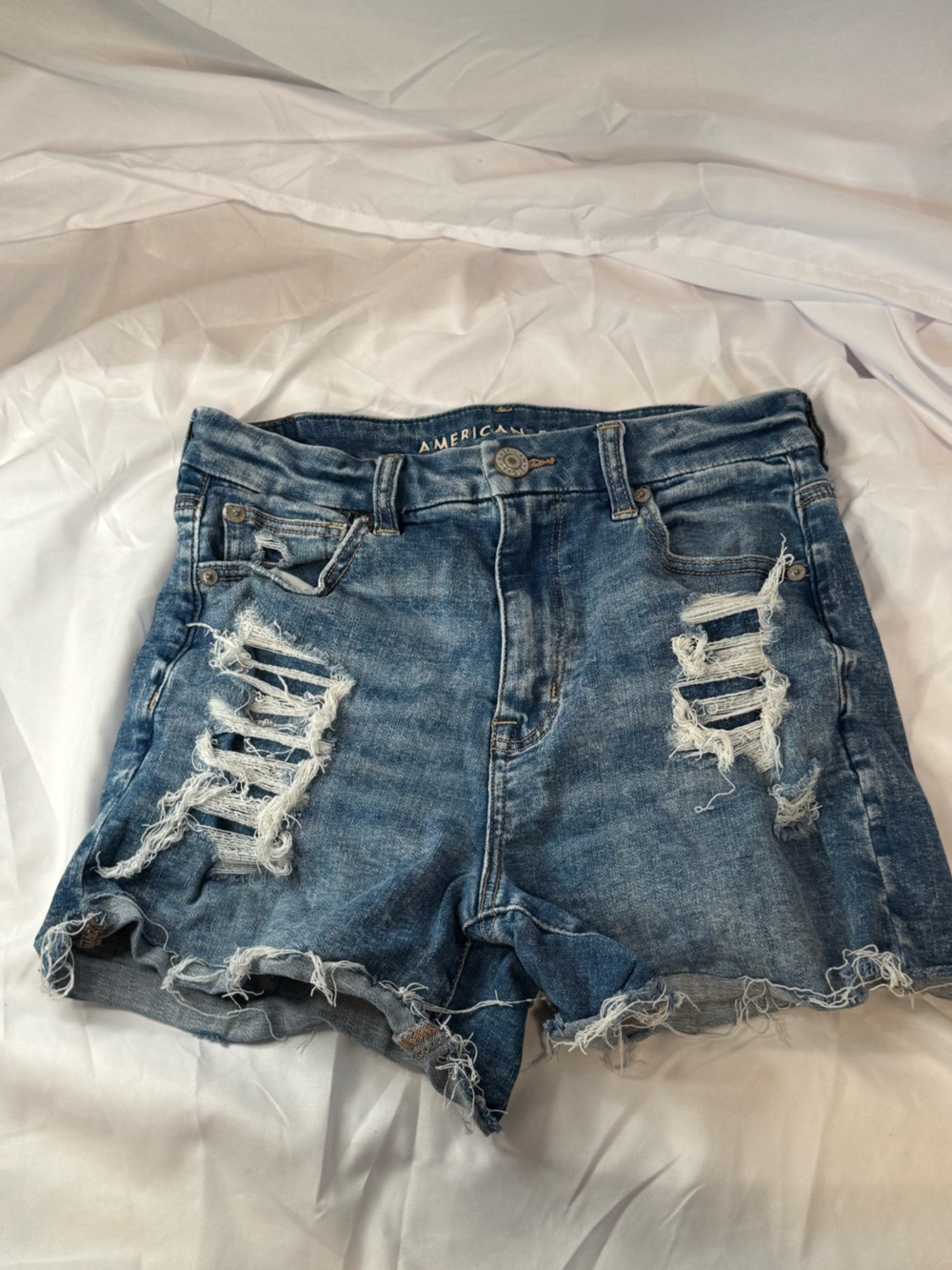 American Eagle Outfitters Distressed Blue Denim Shorts